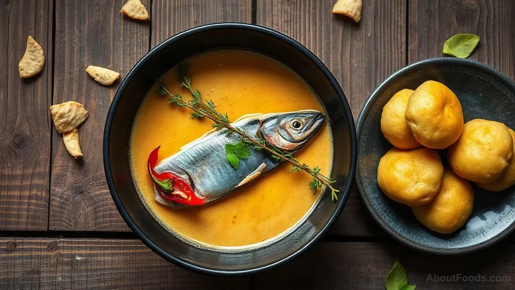 Jamaican Mackerel Run Down with Fried Dumplings