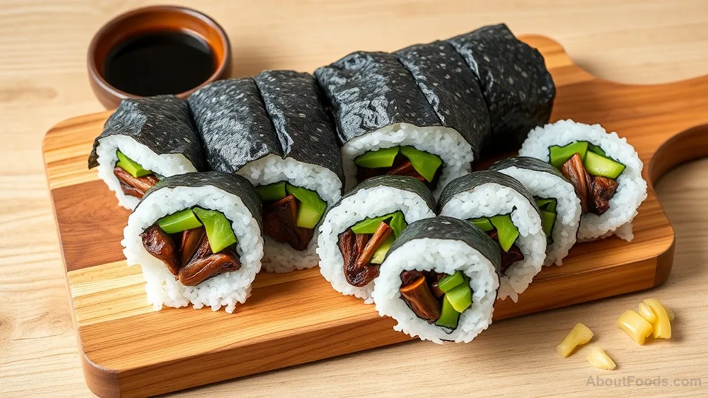 Miso-Shiitake Scallion Sushi Roll (Vegan)