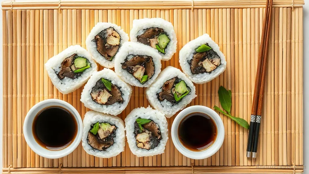 Vegan Sushi Rolls with Shiitake Mushroom and Scallion