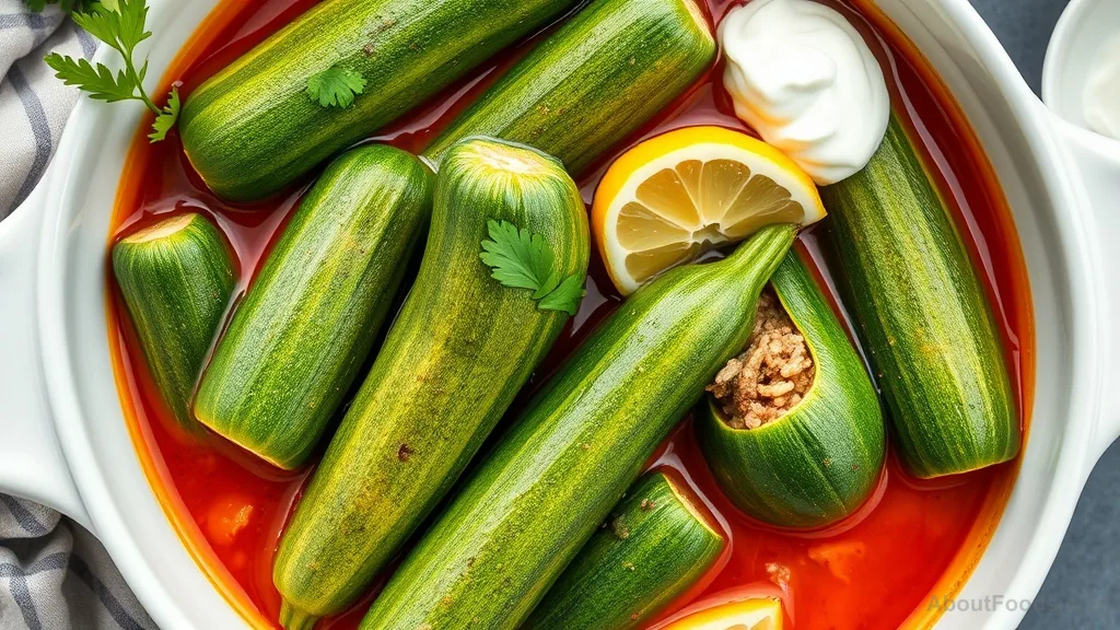 Kousa Mahshi with Lamb (Stuffed Zucchini)