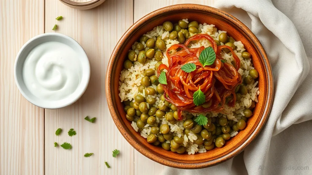 Mujadara with Yogurt Sauce
