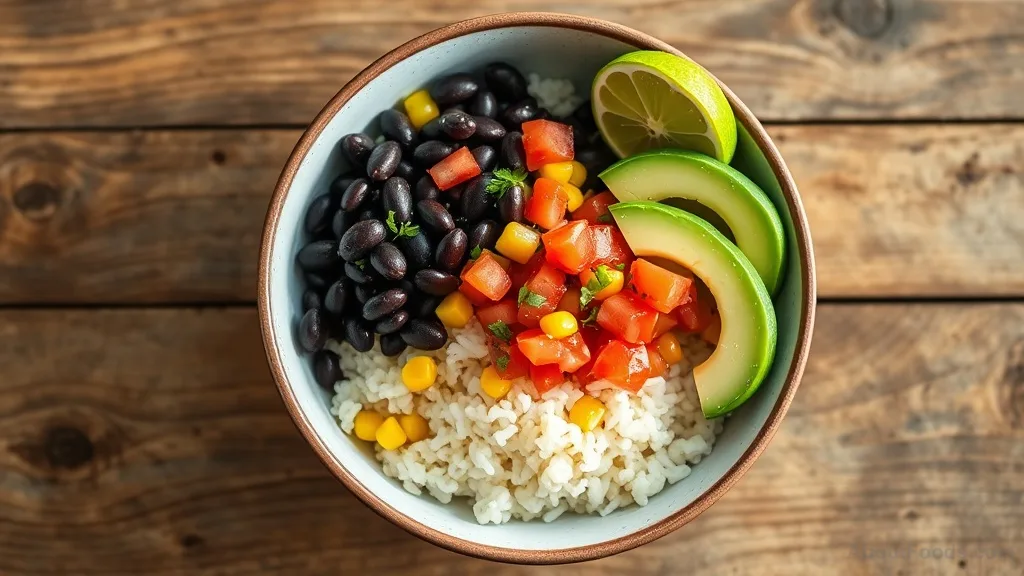 Cauliflower Rice Bowl with Black Beans, Corn, and Salsa