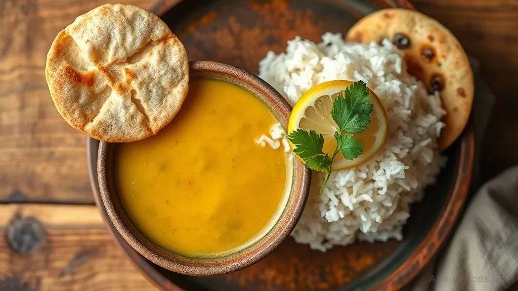 Dal Bhat with Papadam (Nepali Lentil Soup & Rice)