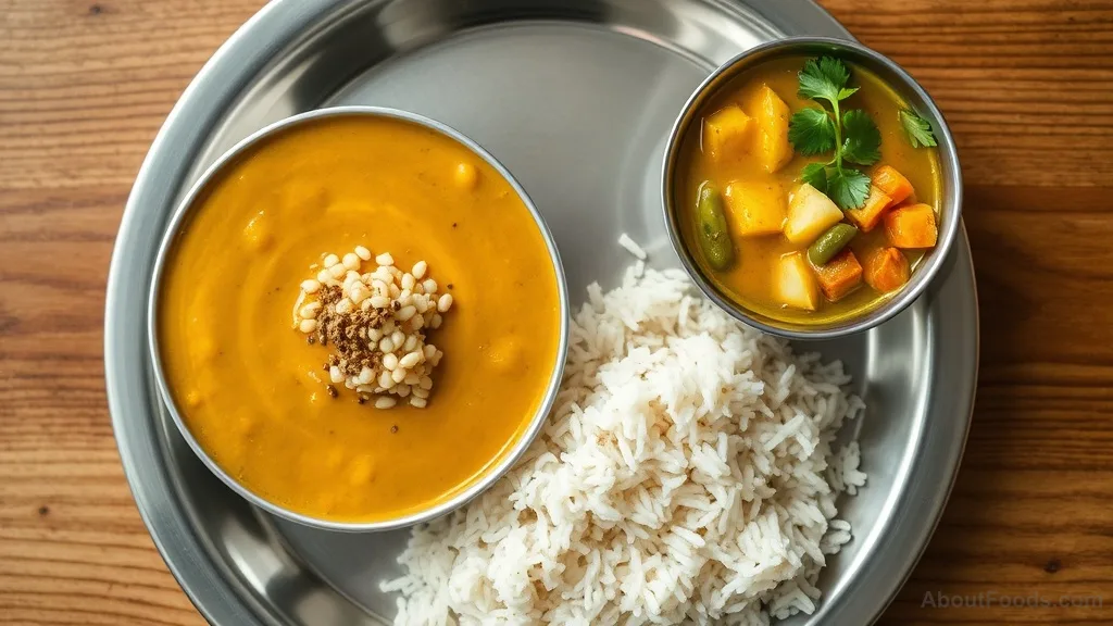 Dal Bhat Tarkari: Nepali Lentil Soup with Rice and Vegetable Curry