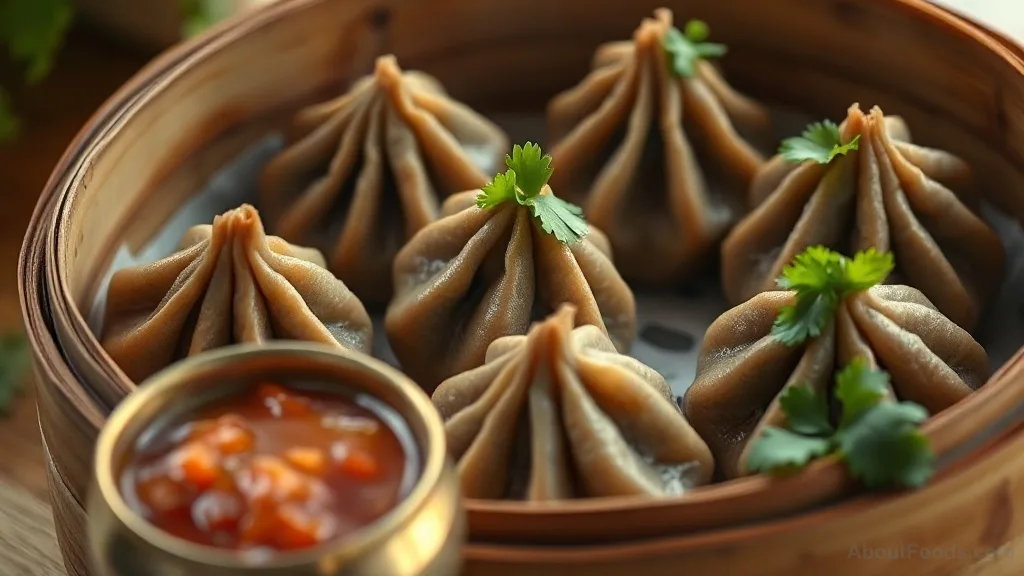 Steamed Amaranth Momo (Nepali Dumplings with Amaranth Flour Wrapper)