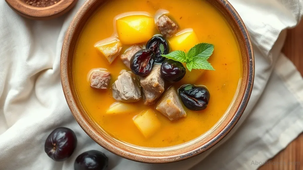 Khoresht e Aloo (Persian Plum Stew) with Potato and Turmeric