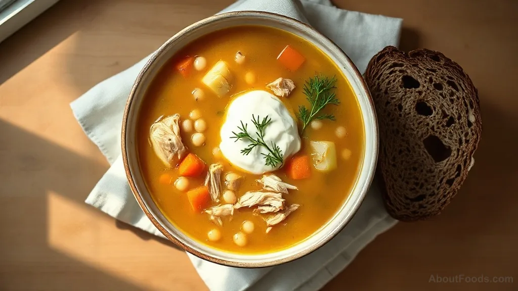 Rassolnik with Chicken (Russian Pickle Soup)