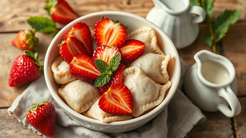 Vareniki with Strawberry and Cream (Russian Berry Dumplings)
