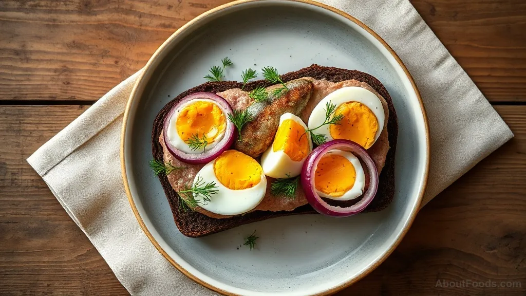 Smørrebrød with Fried Herring and Egg: A Classic Danish Open-Faced Sandwich