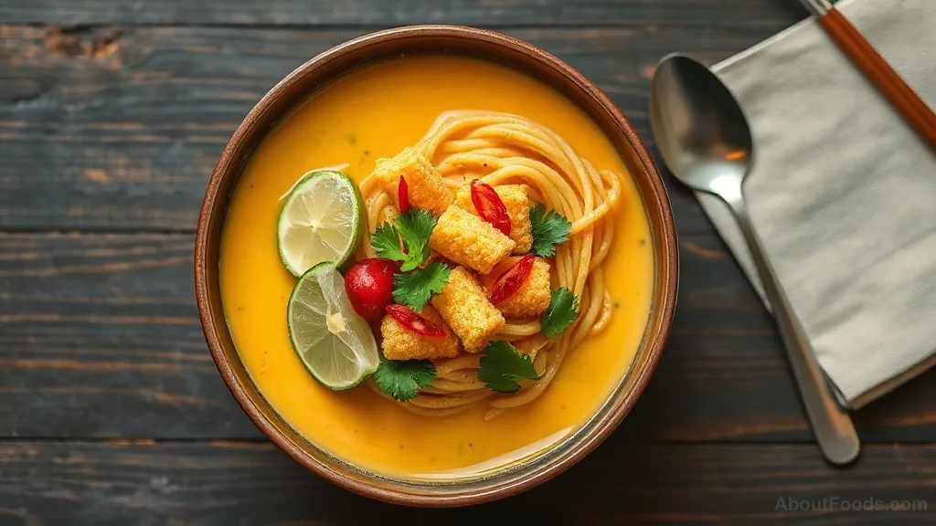 Thai Khao Soi with Japanese Curry Roux and Chinese Egg Noodles