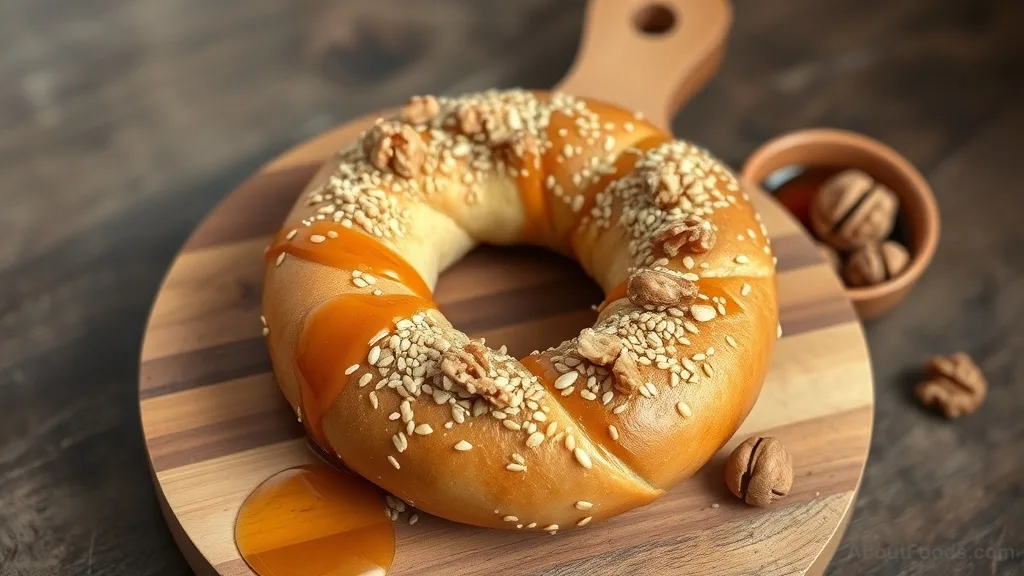 Turkish Simit with Honey and Walnut