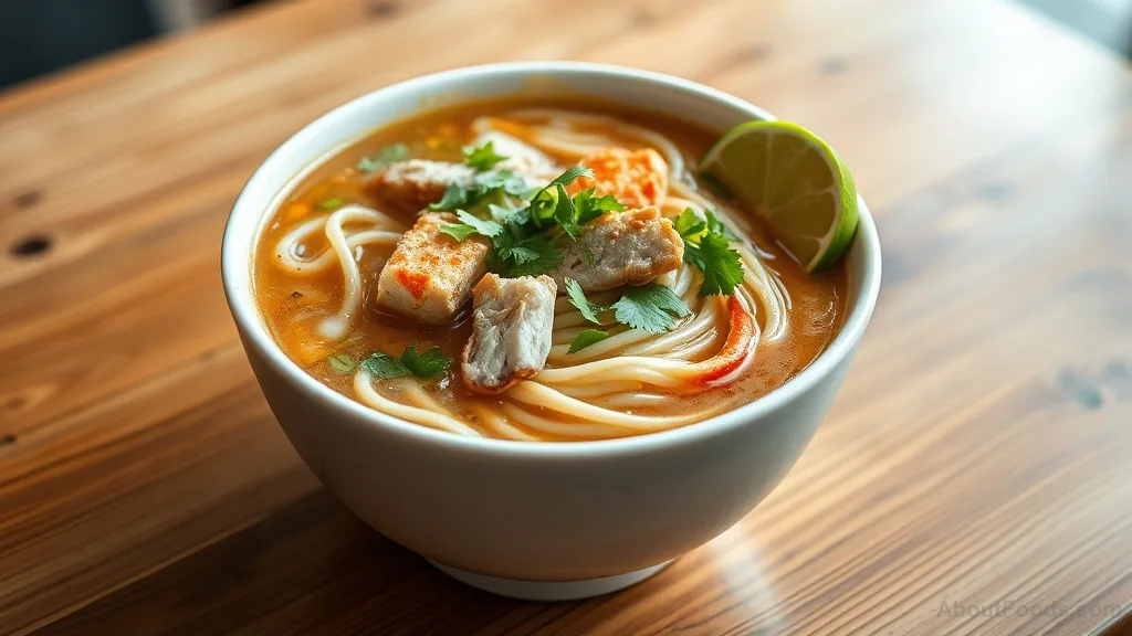Vietnamese Banh Canh (Thick Noodle Soup) with Crab and Pork