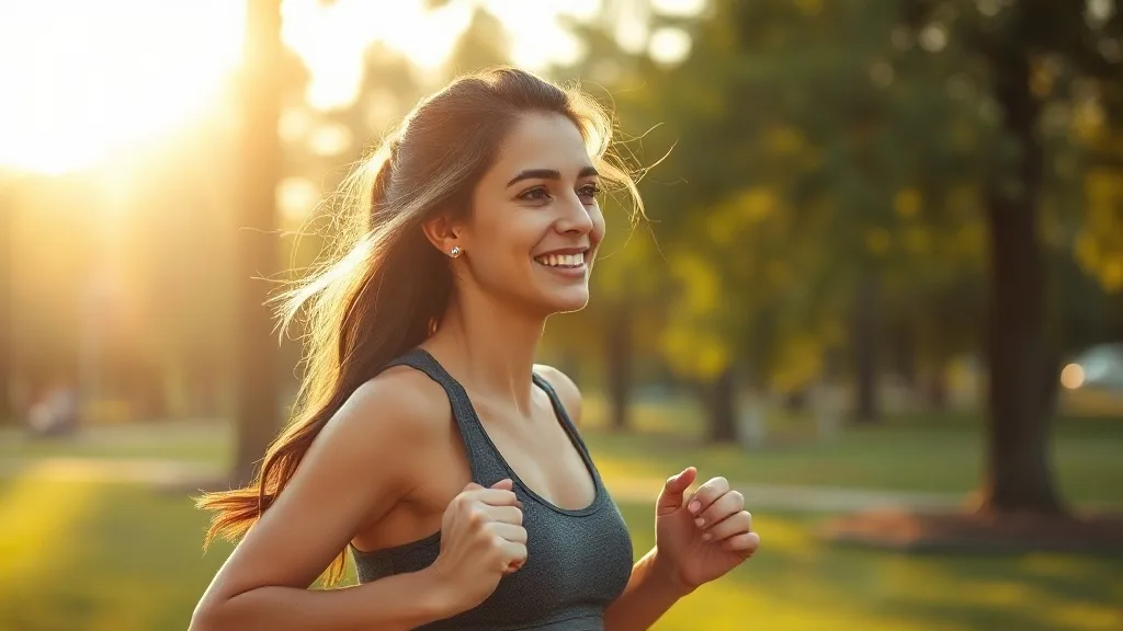 Woman running outdoors with a wig secured by adhesive, lace front visible with natural hairline
