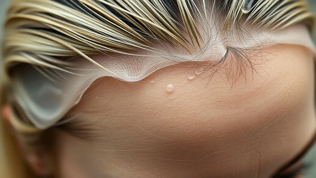 Close-up of a wet lace wig lifting from the scalp in a rain shower, showing adhesive residue