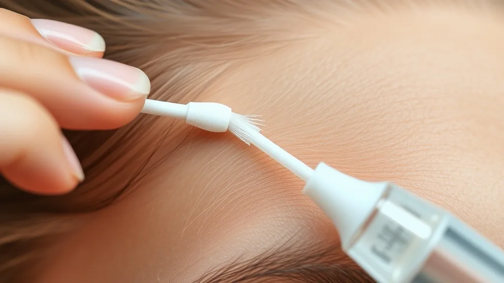 A person applying adhesive remover on their hairline with a cotton swab