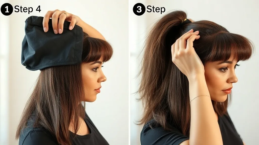 Step-by-step of putting a wig cap on before wearing a wig, showing protection