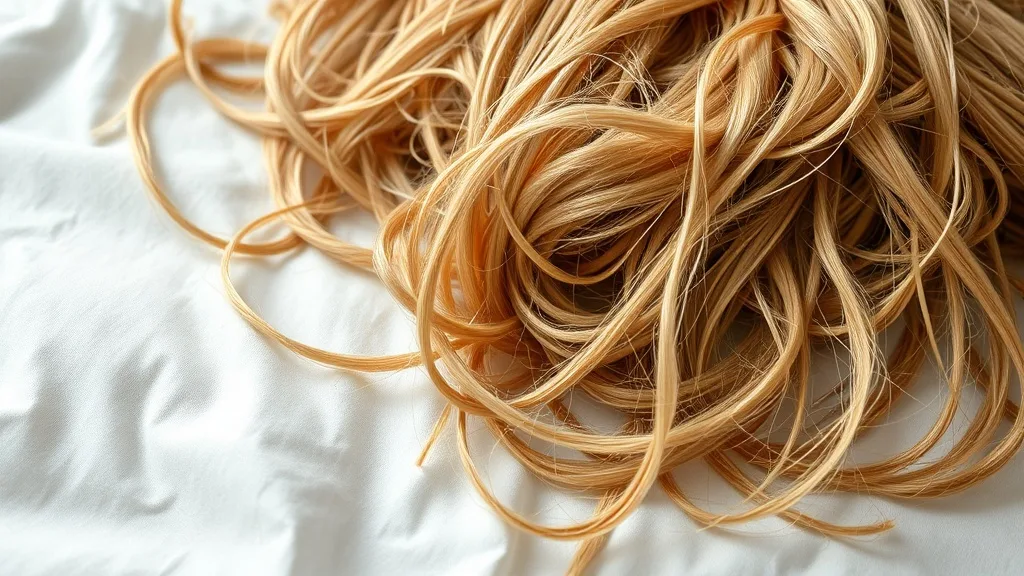 Close-up of a tangled synthetic wig on a cotton pillowcase, showing the damage from friction