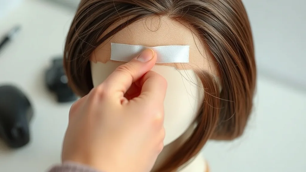 Applying double-sided wig tape to a wig's lace front