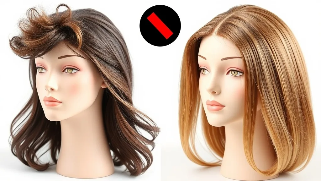 Side-by-side comparison of a cheap wig and a high-quality rental wig