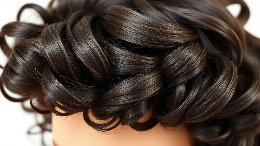 Close-up of bouncy curls on a synthetic wig after steam setting