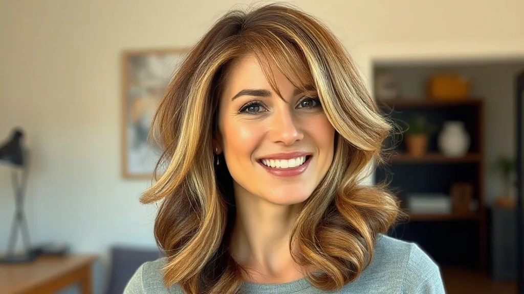 A smiling woman with a natural-looking wig, confident and comfortable, in a casual setting