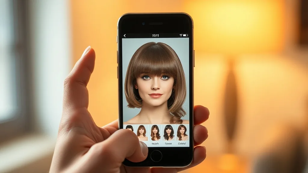 Person using a smartphone app to virtually try on different wig colors