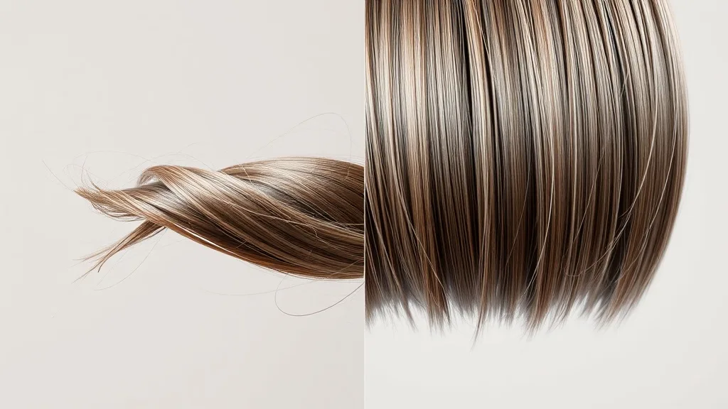 Close-up microscopic image comparing a hair strand under tension from braids showing cuticle damage and a relaxed hair strand under a wig cap showing smooth cuticle