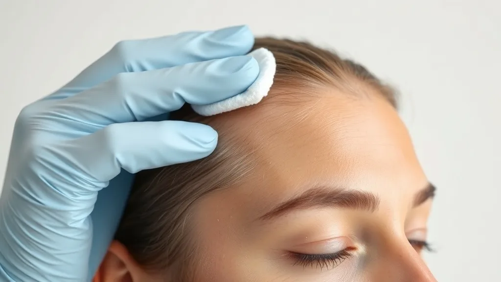 Person using an alcohol wipe to cleanse the hairline before applying wig tape