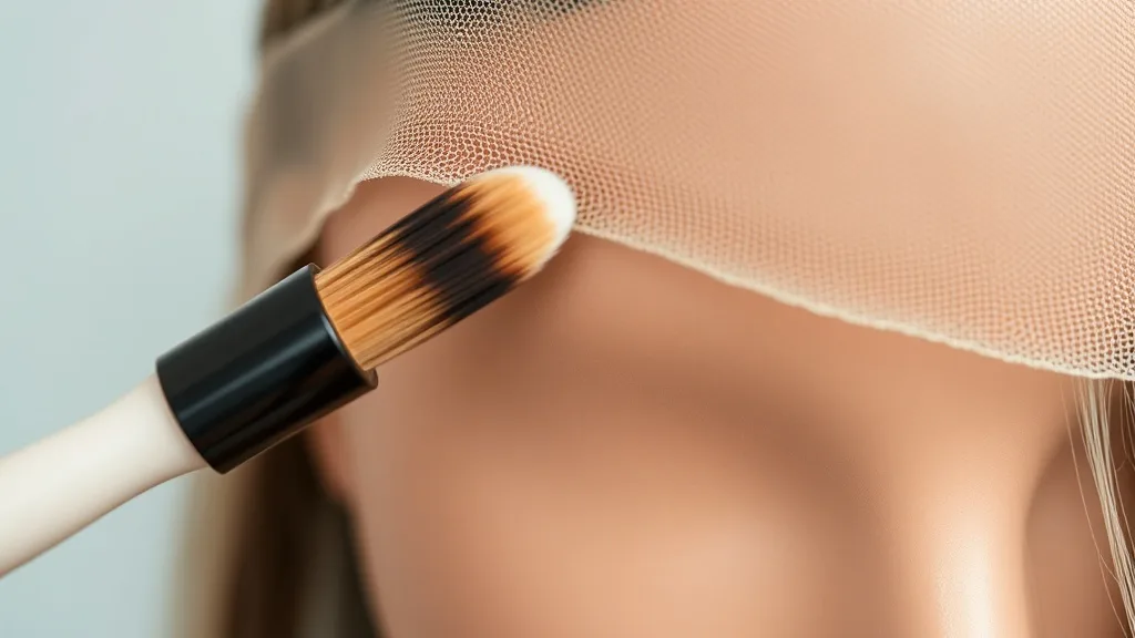 Applying concealer to the lace front of a wig to match skin tone