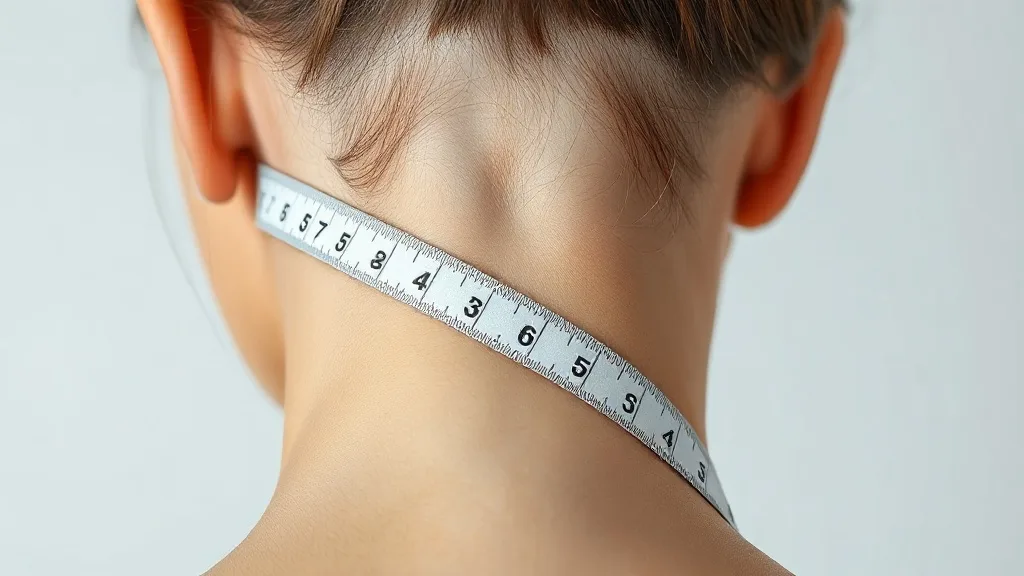 Close-up of measuring tape from ear to ear across the nape of a model with flat nape