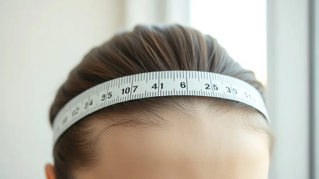 Measuring tape from front hairline to nape of neck, showing proper positioning