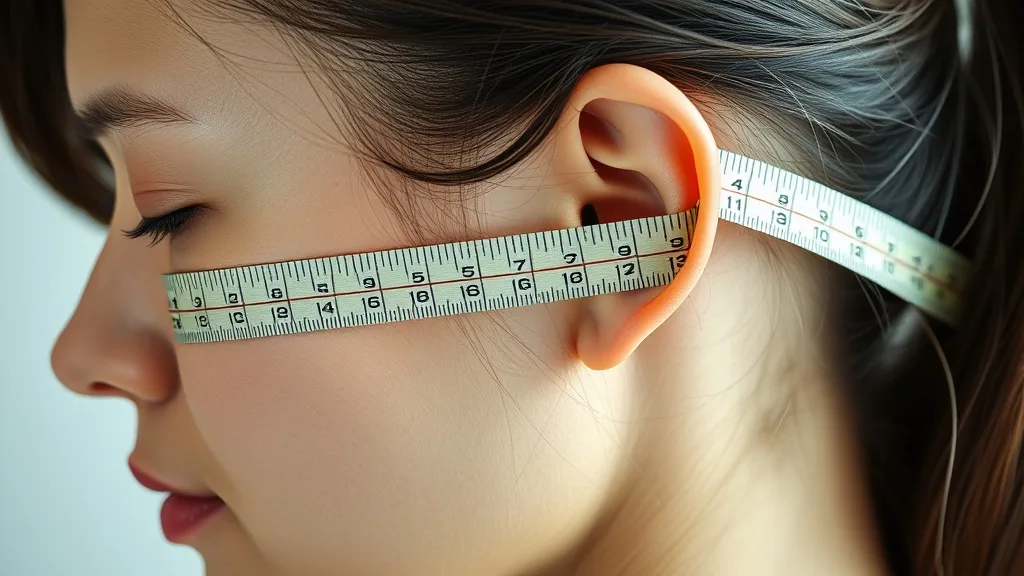 Measuring tape from ear to ear over the crown of the head