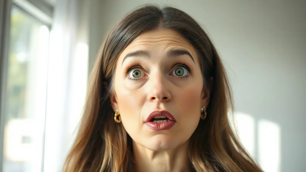 A woman’s wig is slipping forward on her head, revealing her natural hairline underneath