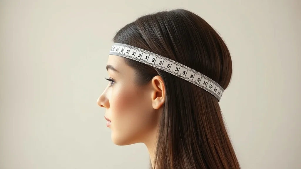 Profile view of a person measuring from hairline to nape with tape measure