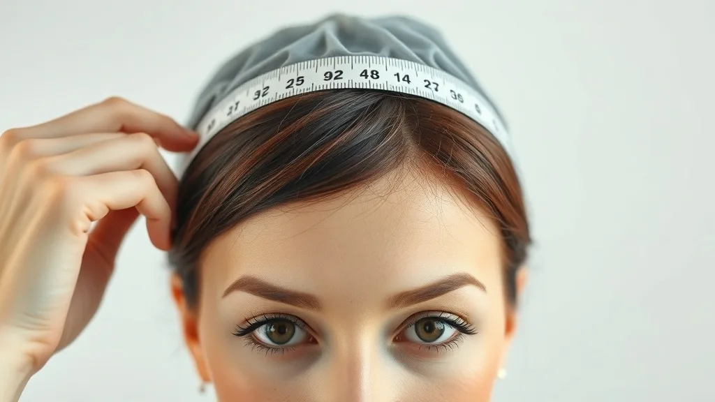 Woman measuring from one ear over the top of head to the other ear.