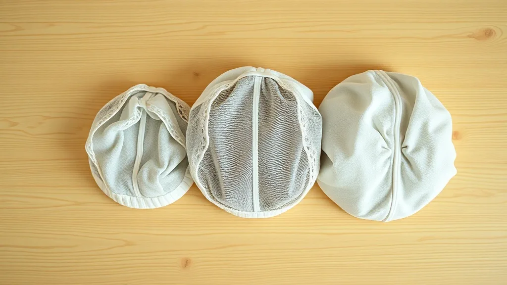 Three wig caps in small, medium, and large sizes placed side by side on a flat surface, showing different circumference dimensions