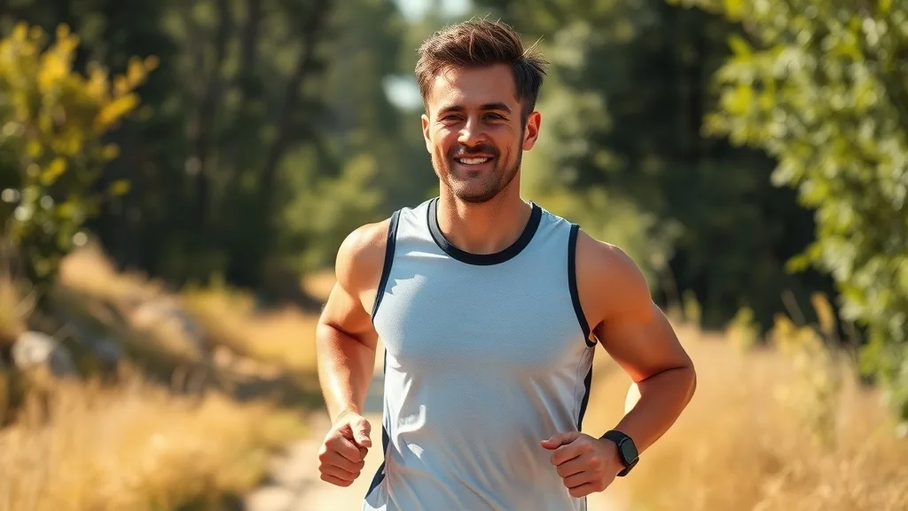 A man wearing a synthetic wig while jogging outdoors, showing the wig stays in place