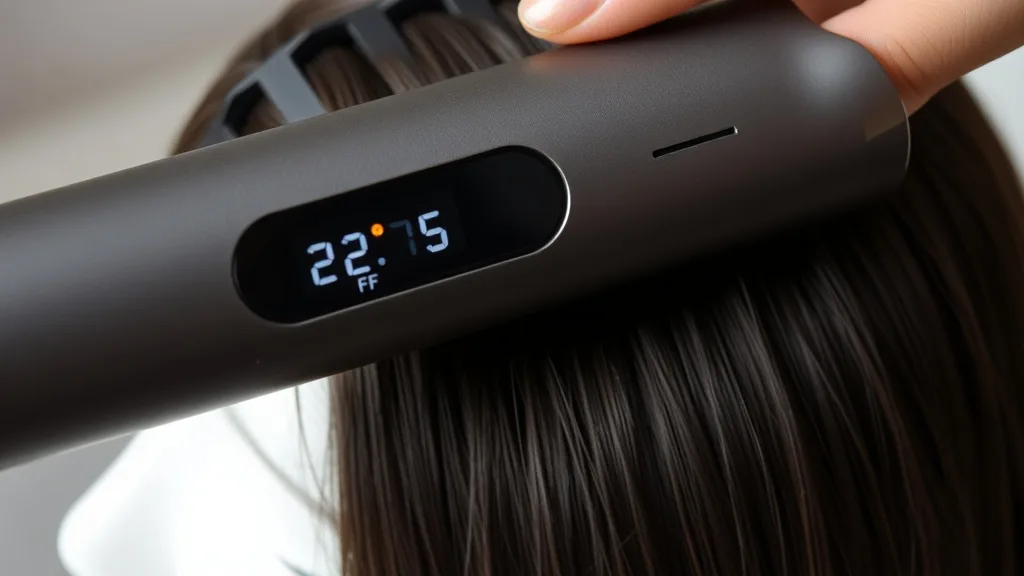 A low-heat styling tool being used to curl strands of a synthetic wig