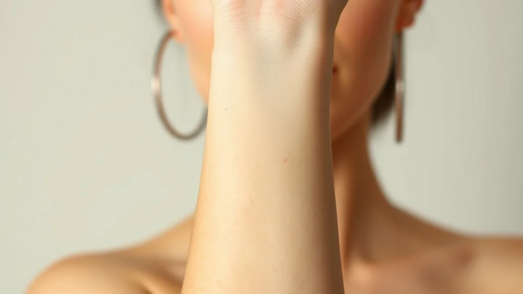 Close-up of a woman's wrist showing blue and green veins to determine undertone