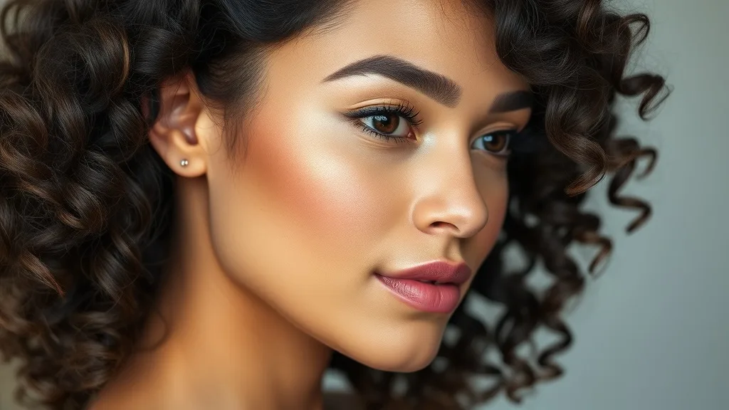Side view of a woman wearing a curly wig with lace front blending naturally