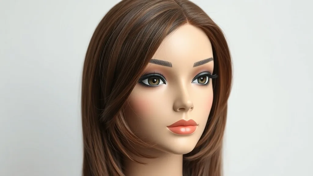 Wig styled with a side part and baby hairs on a mannequin