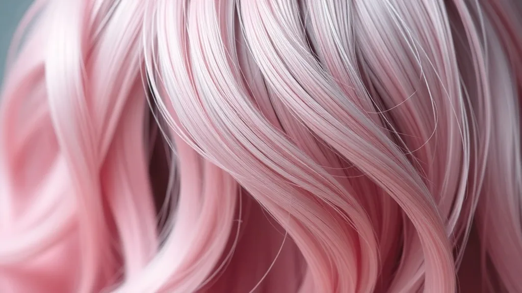 Close-up of a pastel pink wig with soft waves and subtle root shadow.