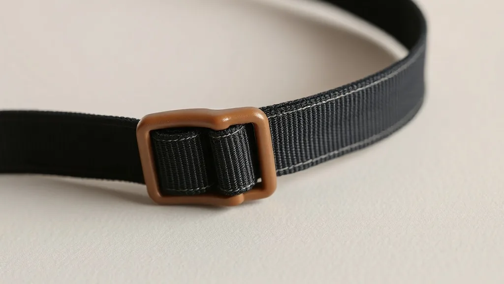 Close-up of a premium wig cap strap with adjustable hooks and soft elastic on a neutral background