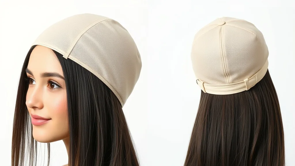 Back view of a model wearing a wig with a secure cap strap adjusted at the nape