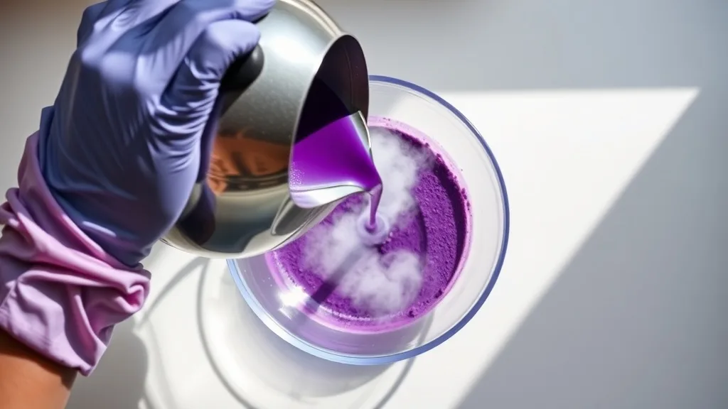 A person pouring hot water into a bowl with dye powder