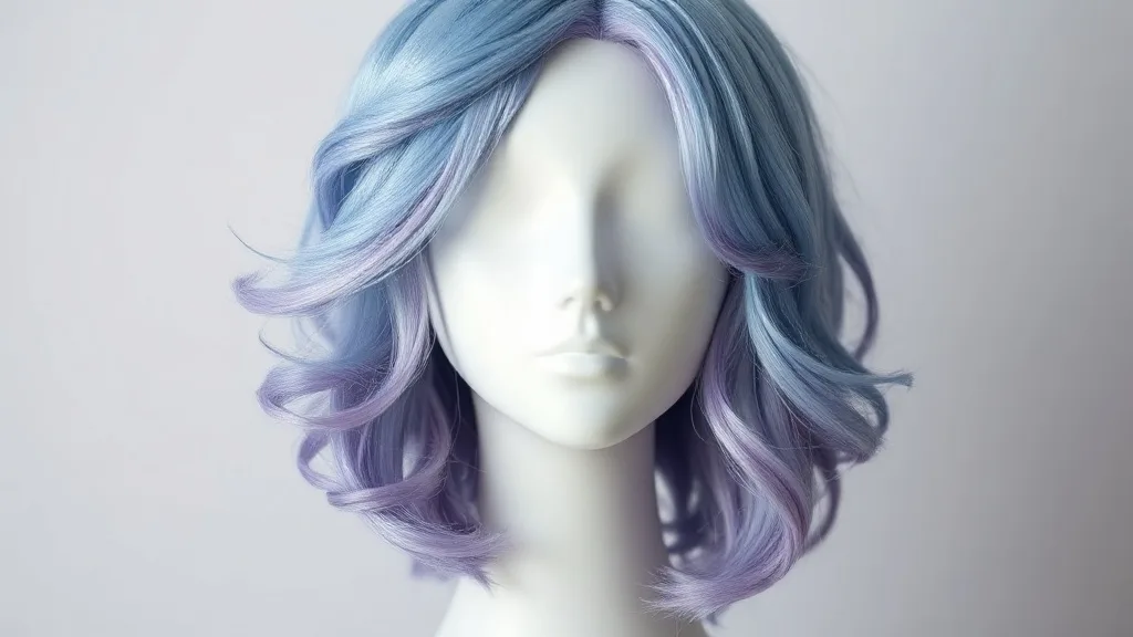 Chalk-colored wig with soft curls on a mannequin