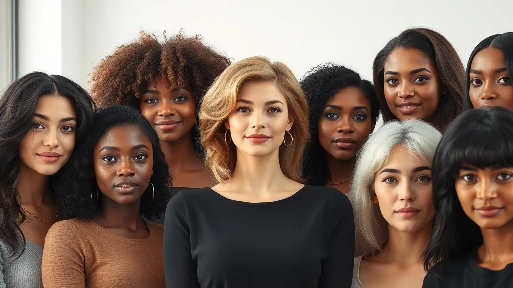 Group of women with various wig styles, including plus-size wig fittings