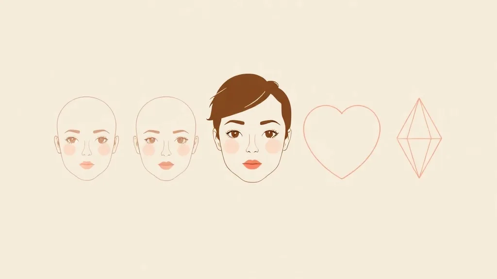 Illustration comparing oval, round, square, heart, and diamond face shapes with labels