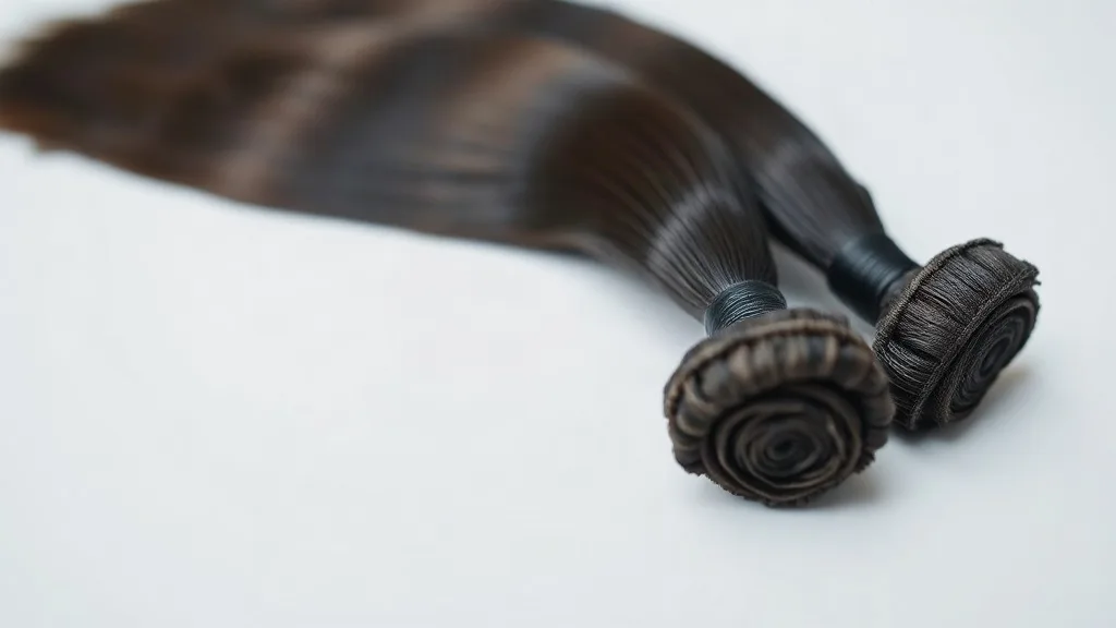 Close-up of two human hair bundles showing smooth aligned strands versus rougher strands.