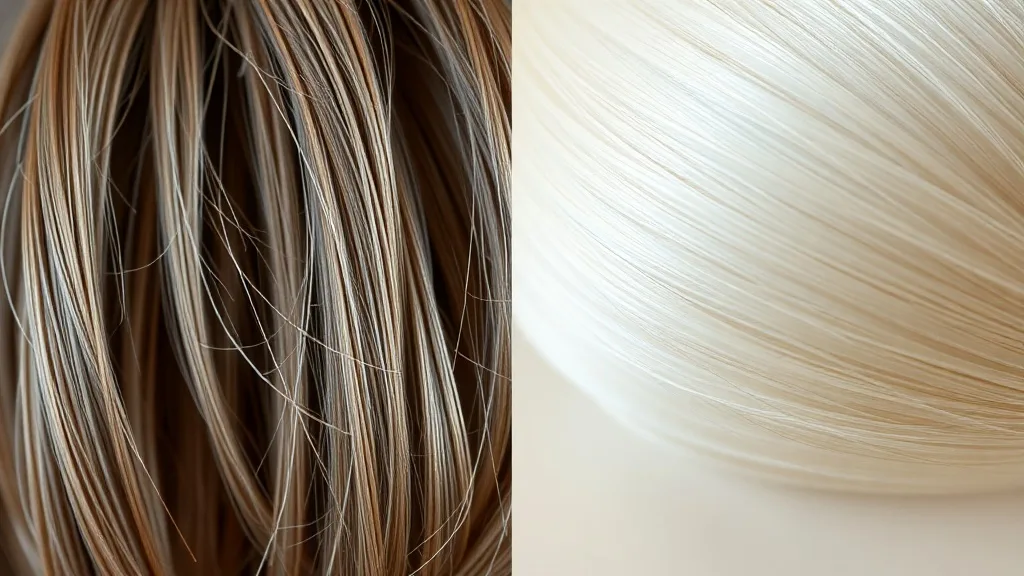 Side-by-side comparison of an old coarse synthetic wig and a modern soft synthetic wig fabric